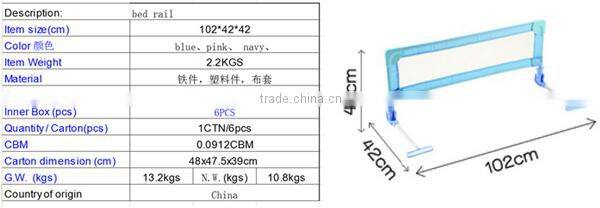2014 high quality adustable safety plastic baby bed rail