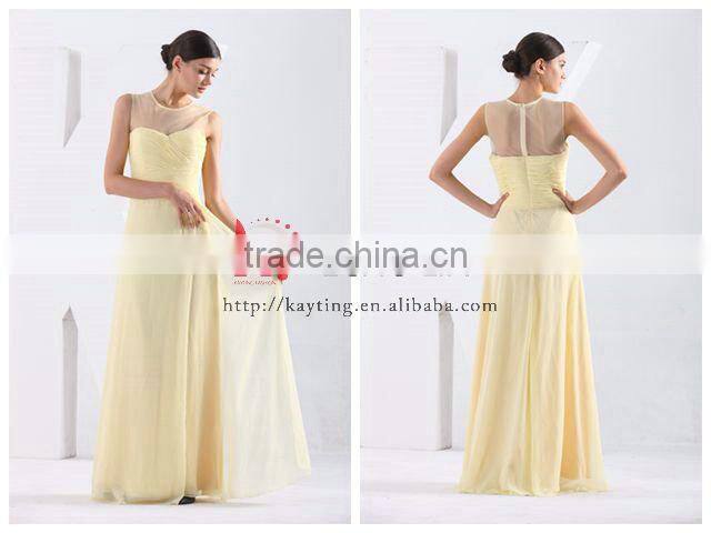 Stylish Pretty See Through Round Neck Off Shoulder Chiffon Wedding Dress Prom Evening Dress