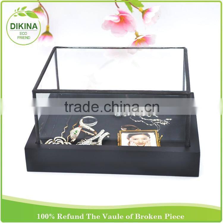 glass tealight holder packaging metall thin case with Lid, Vintage Shabby clear picture frames for silver gold black box