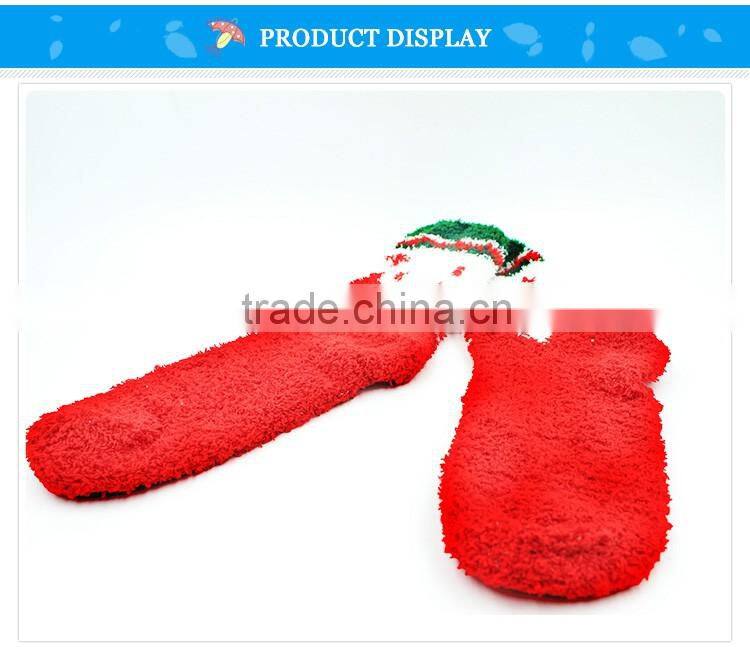 Thick adult christmas style red cheap wholesale full terry socks