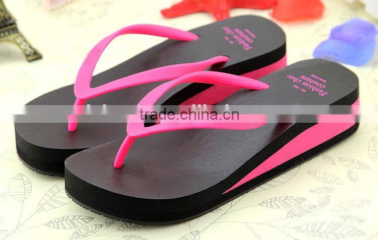 Latest design 2015 summer ladi rubber wedg flip flop