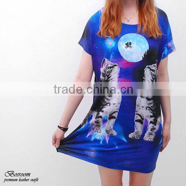 SUMMER WEAR Women's digital t-shirt in galaxy print top batwing tee