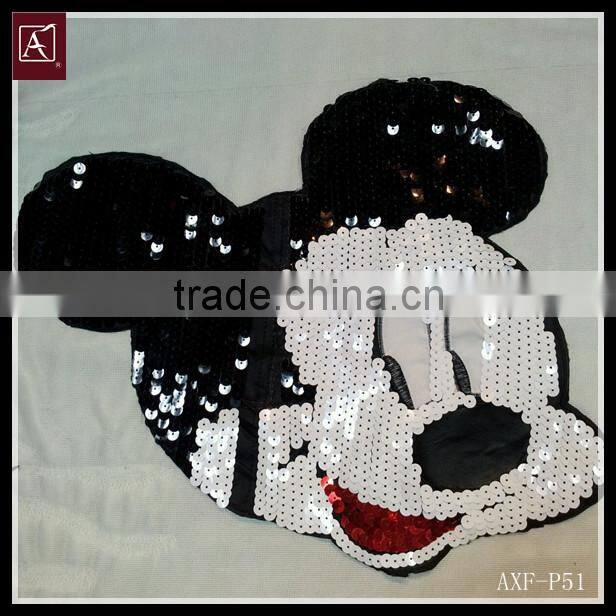fashion sequin embroidery mouse design patch