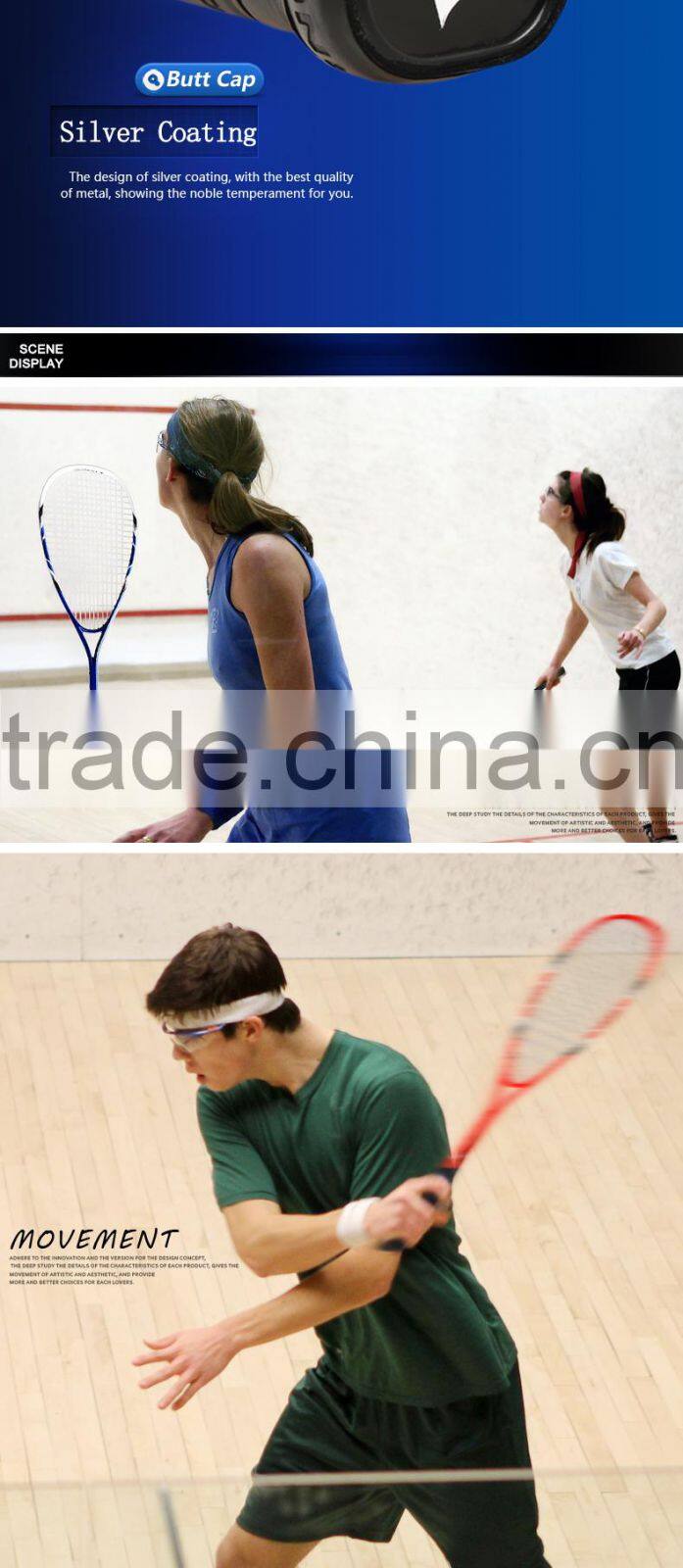 Composite Squash Racket With String and Within 3/4 Cover with Customized Logo