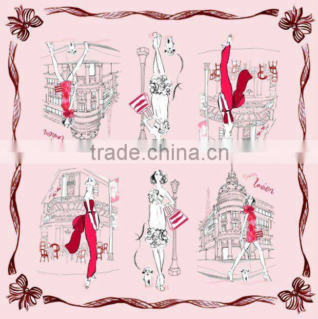 Lady's Fashion Square Print 2012 Silk Hijab