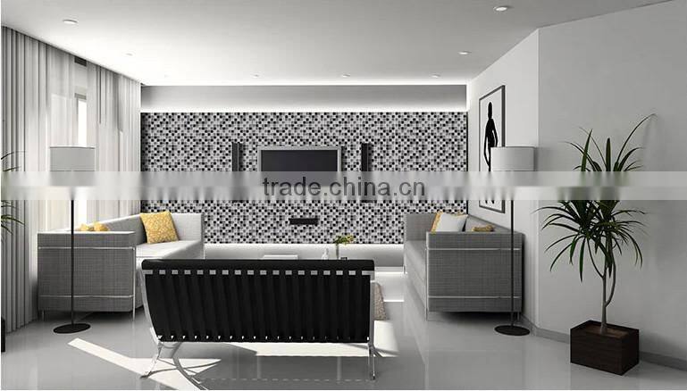 Cheap Black, White and Grey crystal glass mosaic tile with good quality