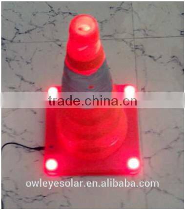Water-proof Solar collapsible traffic cone/ high visibility 4 LED road cone