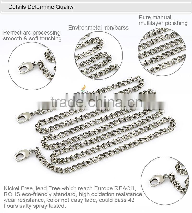 Popular long metal chain for handbag with hook