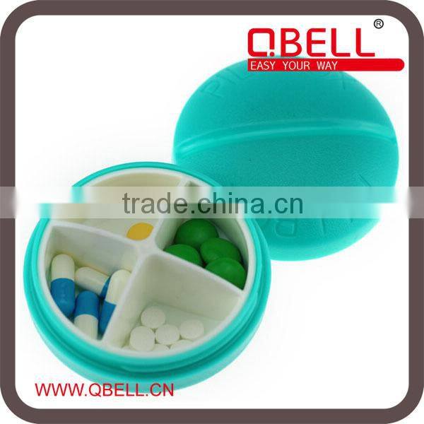 Plastic pill-shape portable cute travel pocket 4 case pill box/Pill Storage Cases