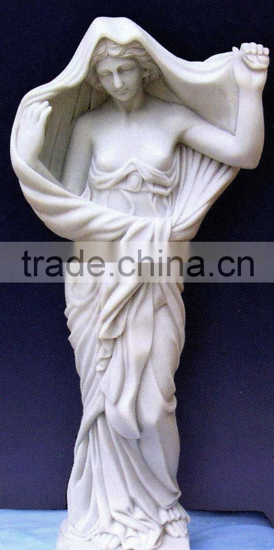 carved white marble relief statue