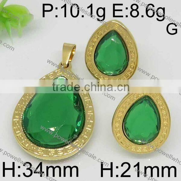Fashion hot selling 14k gold jewelry wholesale with black and green stone