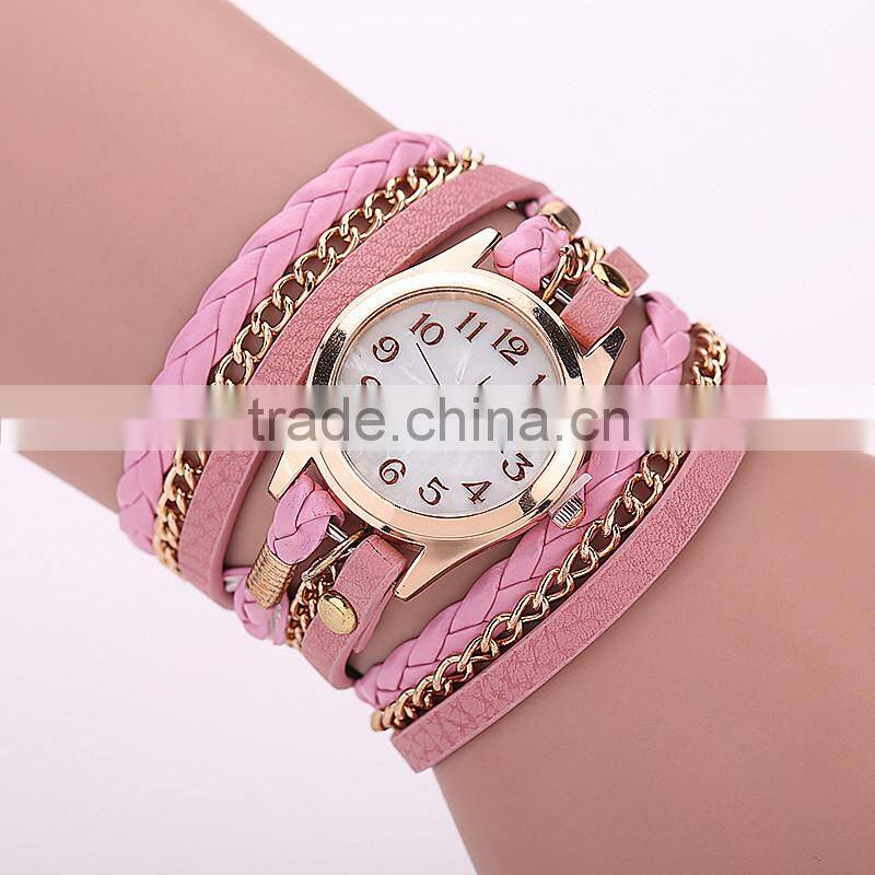 New braided bracelet watch leather bracelet watch multi colors waist watch for women