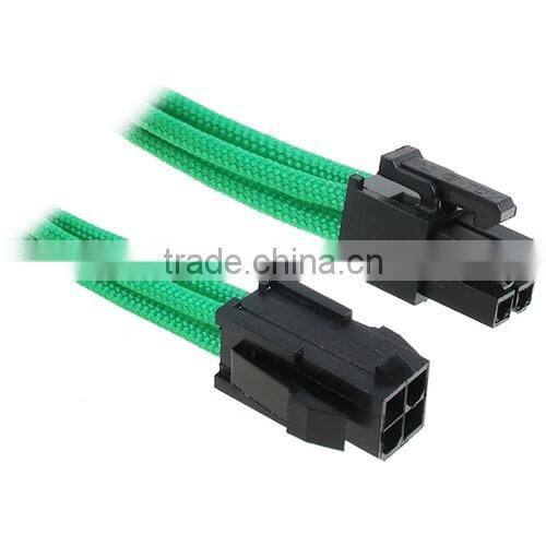 CPU 4 Pin ATX Extension Cable Braided Sleeved Cable 45cm Green / Black