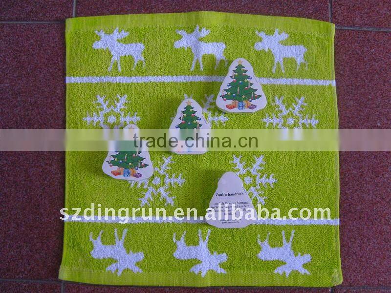 100%cotton compressed plain dyed hand towel with embroidery for kids