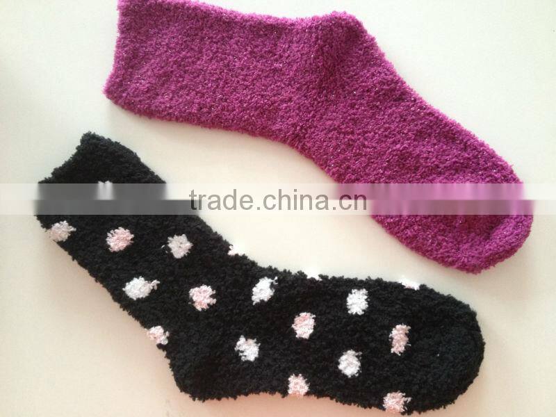 lady's fluffy socks/women indoor microfiber fuzzy socks ,women floor socks