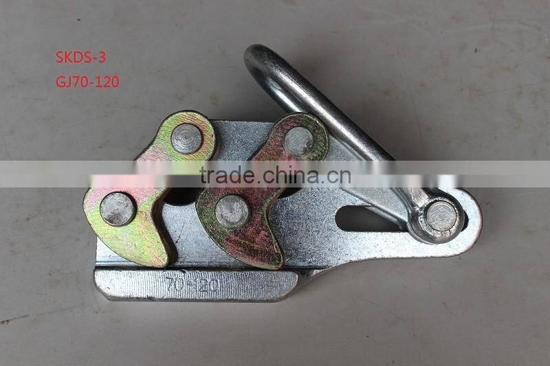 Stringing equipment dual cam earth wire come along clamp grip for grounding cable