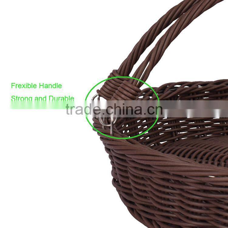 Large size fruit vegetable used cheap wholesale plastic wicker baskets with handles