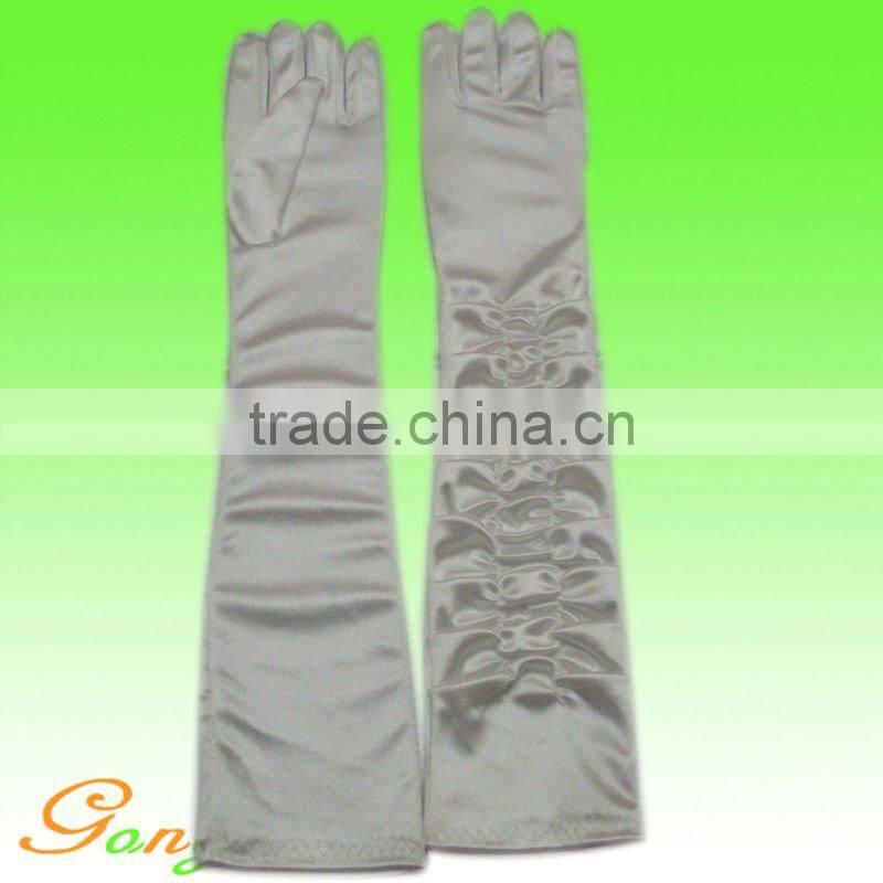 Custom Short White Satin Gloves