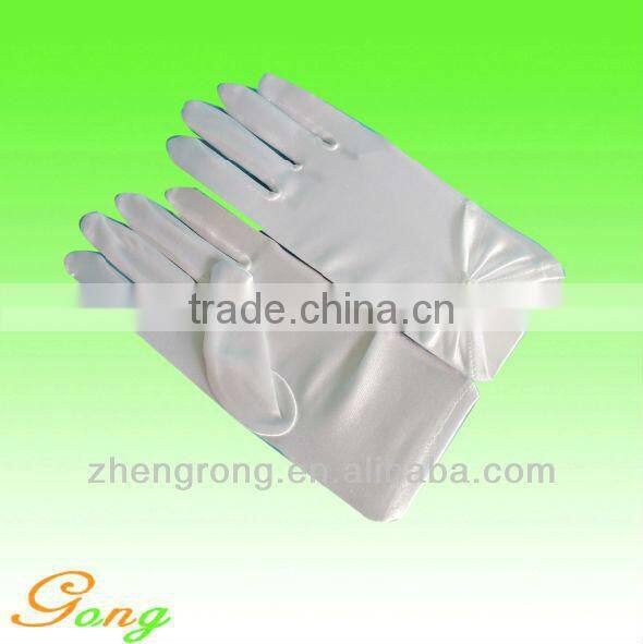 Custom Short White Satin Gloves