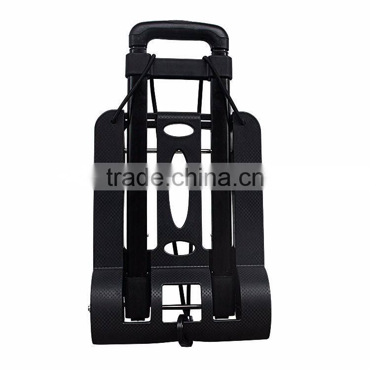 Mini Folding Shopping Cart with 2 Wheels/Lightweight Black Iron Alloy Folding Luggage Cart/ Portable Hand Trolley