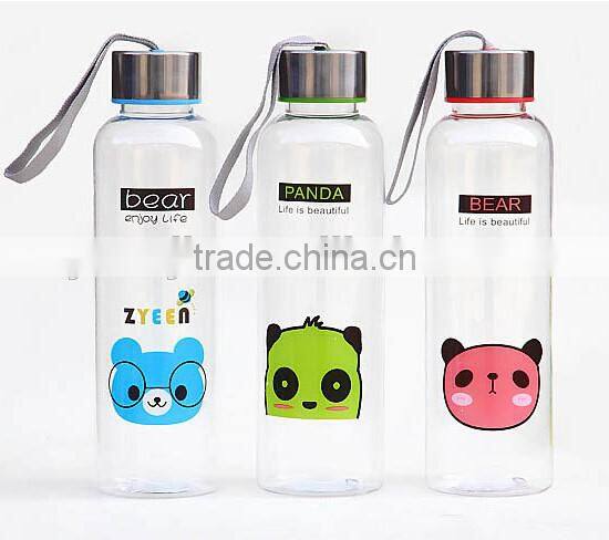 Supply fashion Portable transparent cartoon steel cover cup (500ml)