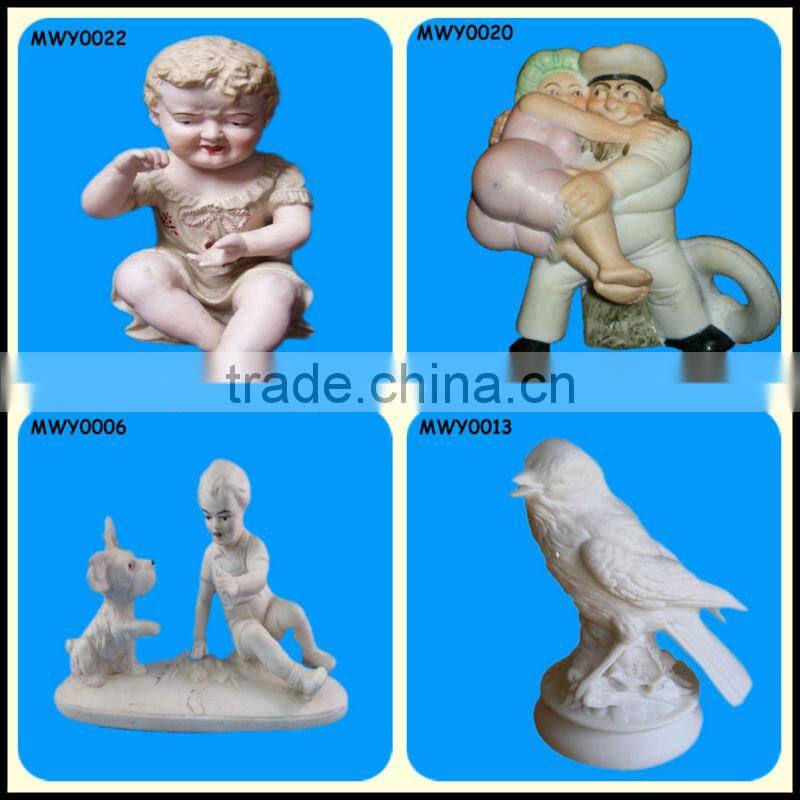 Handmade Grandpa and Grandson White Porcelain Figurine