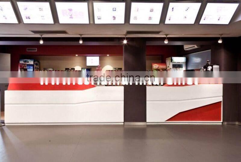 Lighted stylish design solid surface made bar countercoffee kiosk