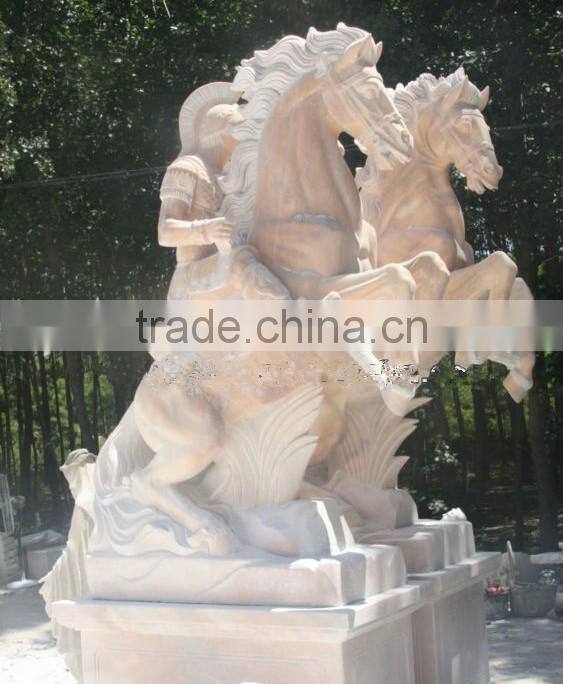 Hand carving white marble outdoor large animal horse sculpture