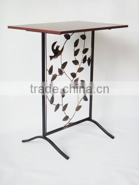 RH-4719 Hammered wood top Aviary wrought iron metal Console Table