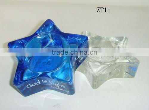 2016 new design unique colorful pentagram glass candle holder