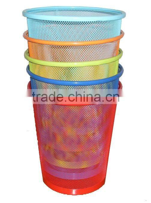 Colourful Round Metal Mesh Waste Bin For Home/Office