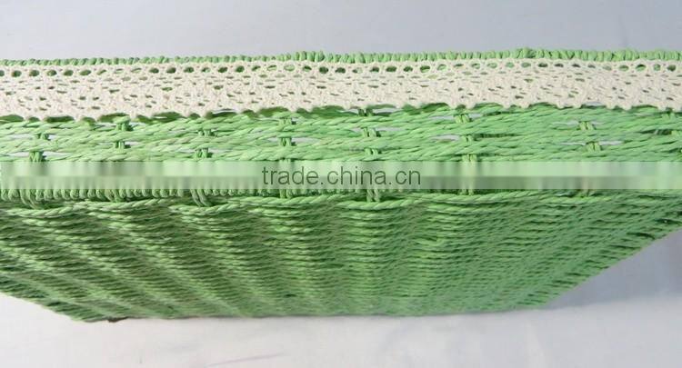 Decorative handwoven divided paper rope tableware basket