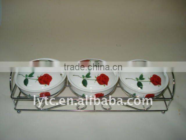 ceramic salt jar with stainless steel stand