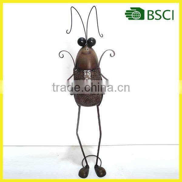 YS15191garden rusty metal decoration with solar light for garden decor