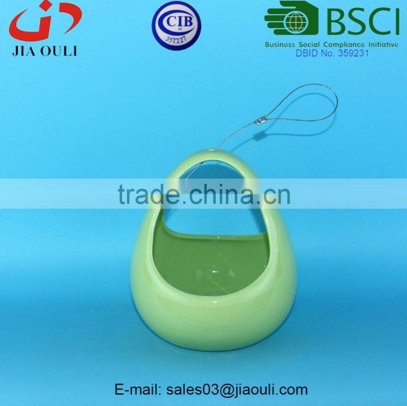 BSCI Audit factory fashion design ceramic Hanging Flower Pots, hanging plant pot