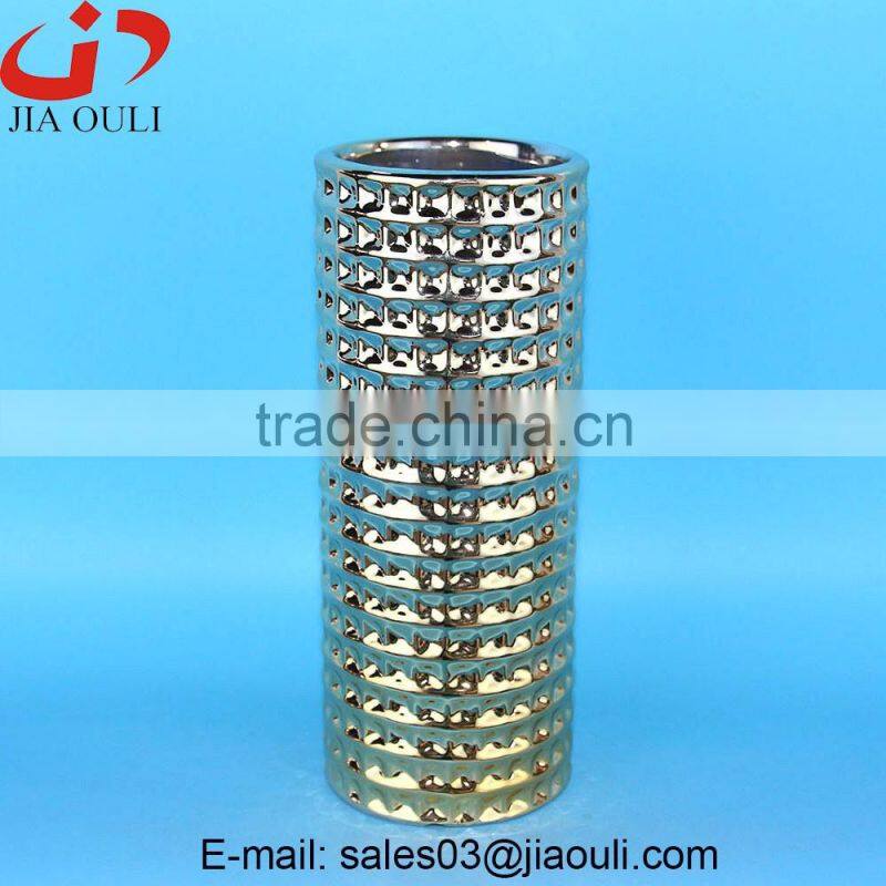 Quality plating golden ceramic vases for home decor, tall gold vases