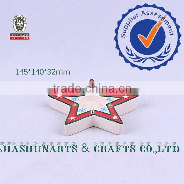 Five-Pointed Star Ceramic Xmas Decor Candlestick