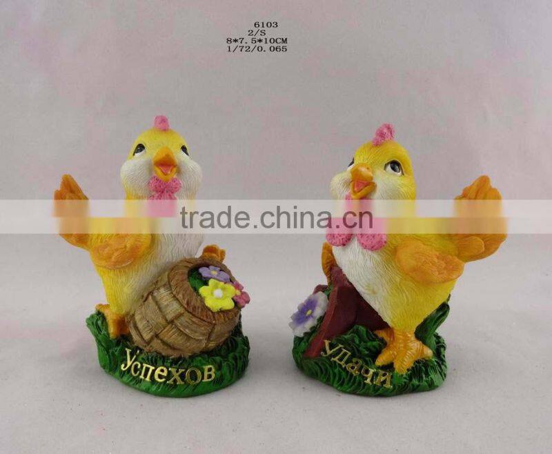 2017 new year souvenir animal statue resin chicken for home decoration
