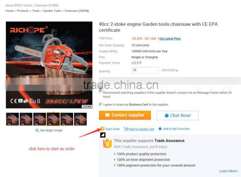 Promotion for best sell chainsaw 45cc