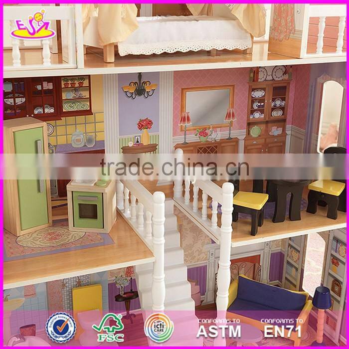 New design beautiful princess wooden dollhouse for children W06A218
