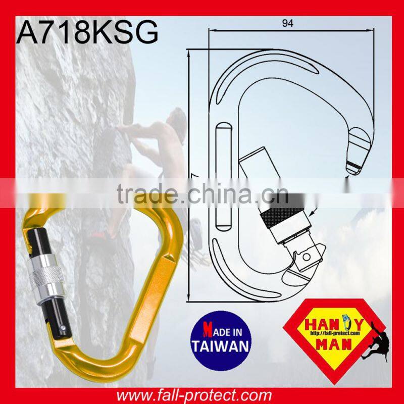 HMS Type Rock Mountaineer Climbing 22KN Aluminum Carabiner For Rescue