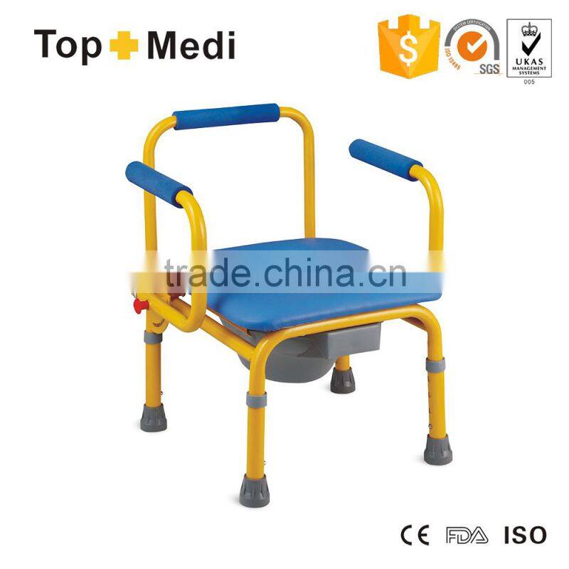TOPMEDI toilet steel commde chair with adjustable armrest for children