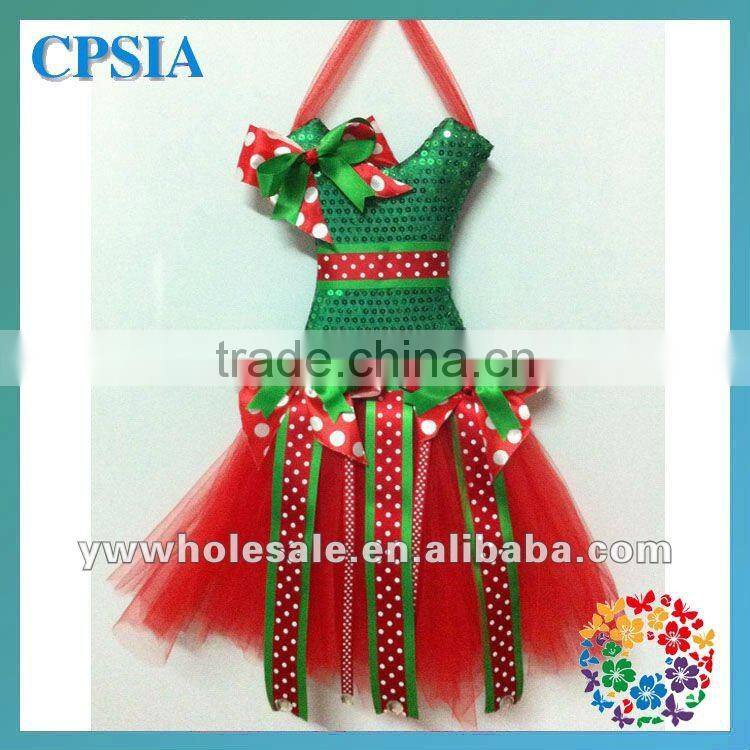 Christmas new red with green sequin tutu bow holder with many style