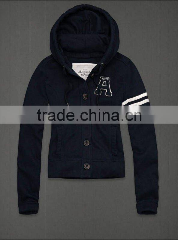 China garment factory custom logo button up women's slim fit hoodie