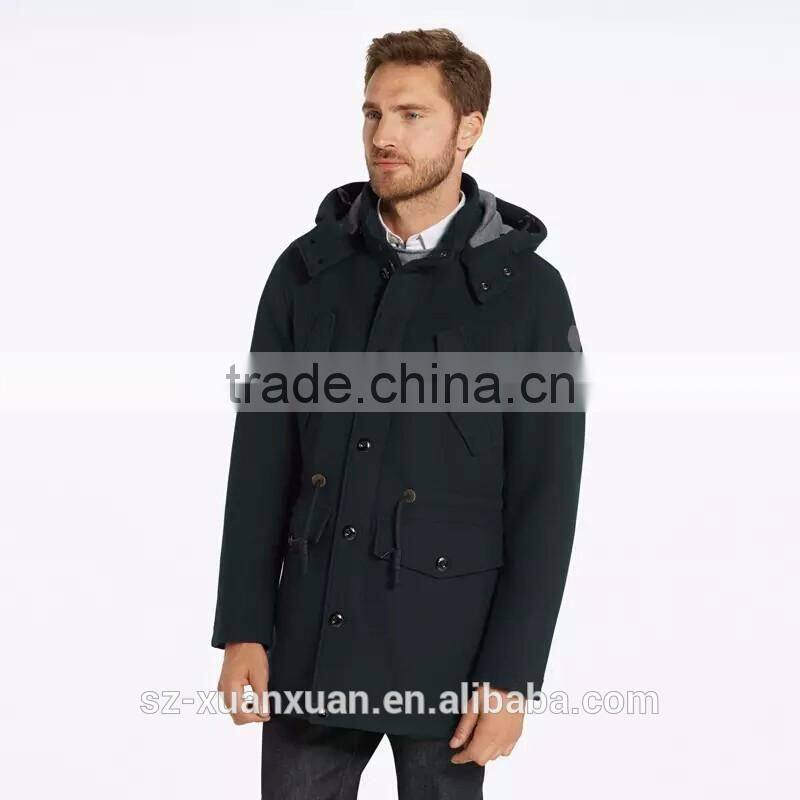 Customized black plain down jacket winter thick coat for men
