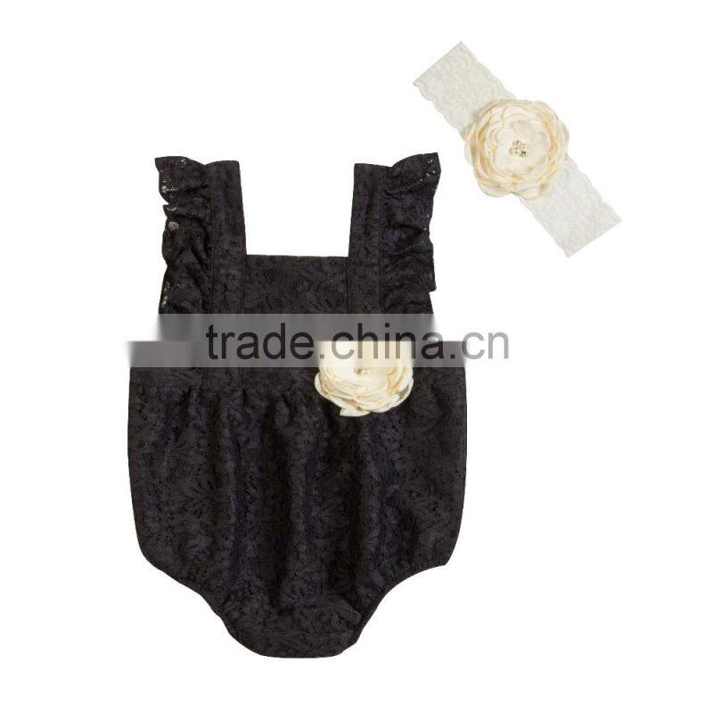 Fashion design 100% high quailty Floral Lace Baby Romper baby clothes lace outfit