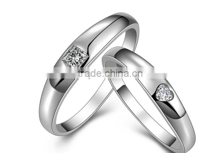 925 Sterling Silver Cubic Zirconia Solitaire White Cheap Couple Rings