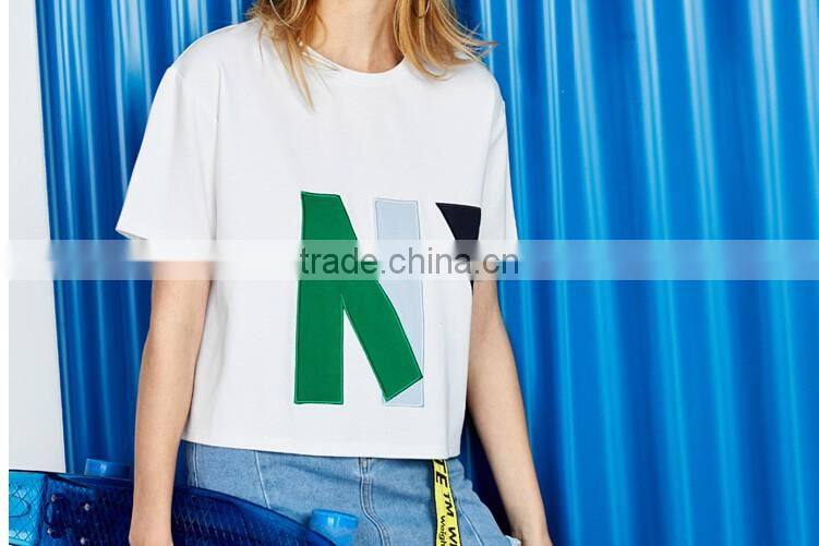 2017 skateboard girl casual embroidered patch women cheap t shirt custom