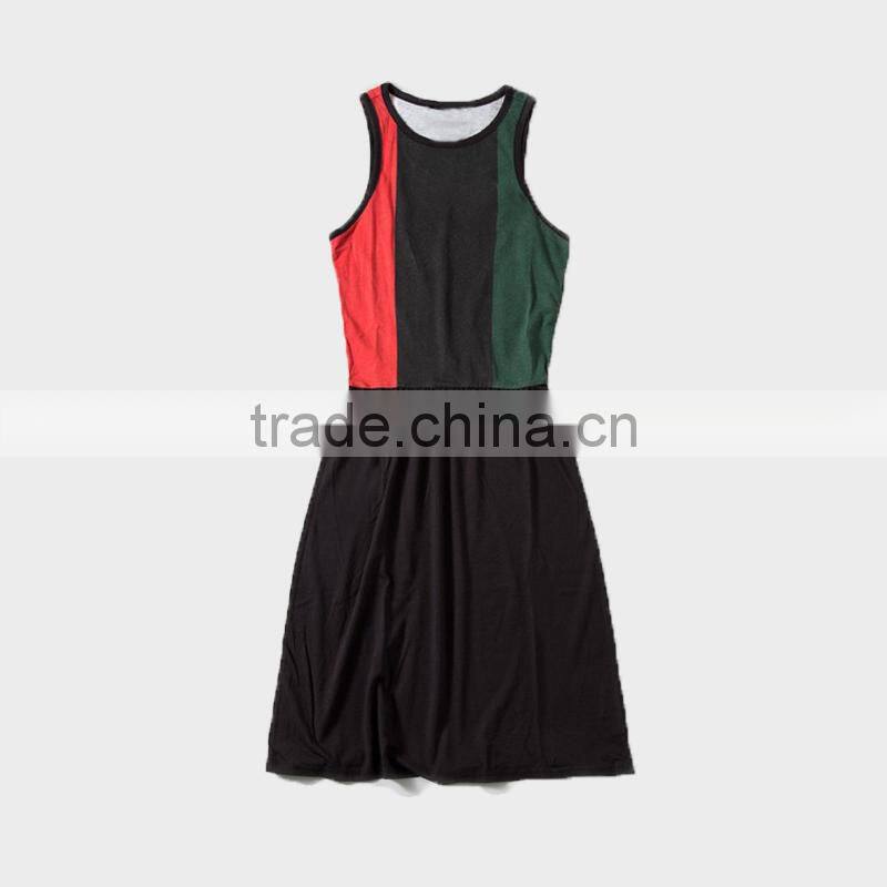 Three tone casule dresses sleeveless dress