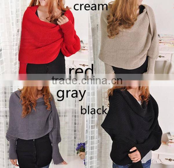 Free size hot sale korean style latest woolen scarf with sleeve novelty winter hijab scarf,muffler